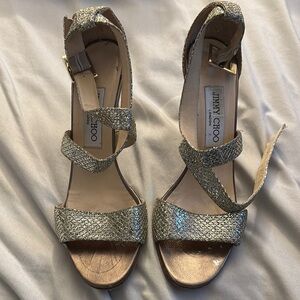 Jimmy Choo Gold Glitter Sandals